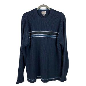Vintage Arizona Jean Co Chest Stripe Ribbed Knit Sweater Mens XL 90s Y2K Grunge